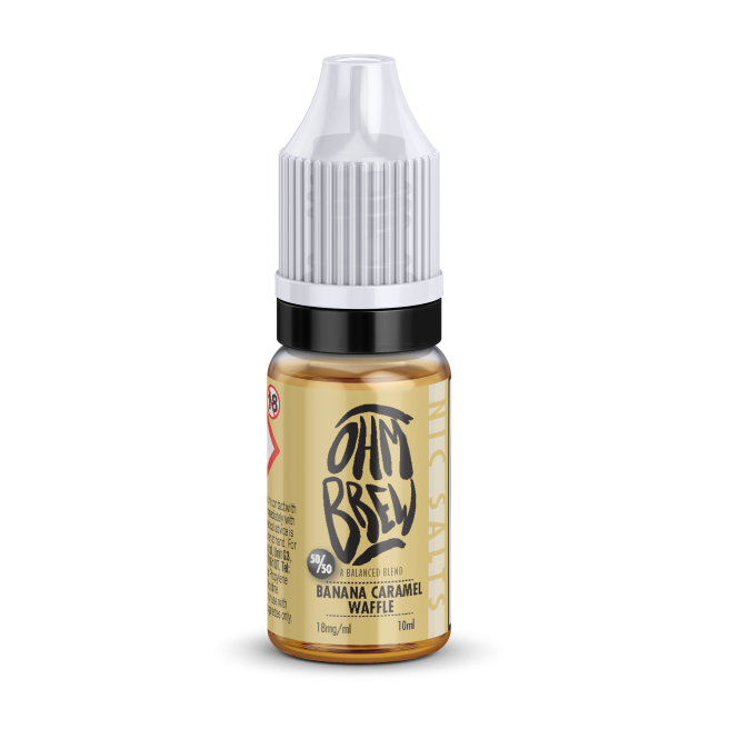 Banana Caramel Waffle E-liquid by Ohm Brew 50/50 Nic Salts